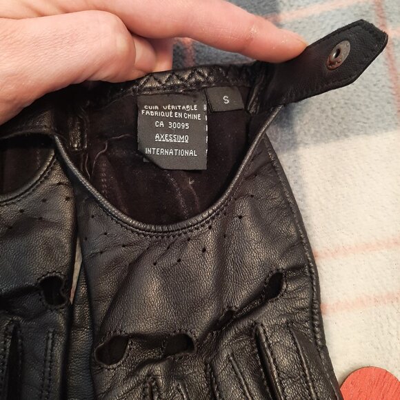 Axessimo Vintage Black Leather Moto Driving Women's Gloves - Slim Fit - Small - Picture 9 of 16